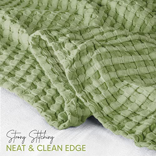 Image of Utopia Bedding 100% Cotton Waffle Weave Blanket King Size for Bed - Lightweight, Breathable Summer Blankets Soft and Cozy, Gifts for Women Home Room Decor (Sage Green, 90x108 Inch)