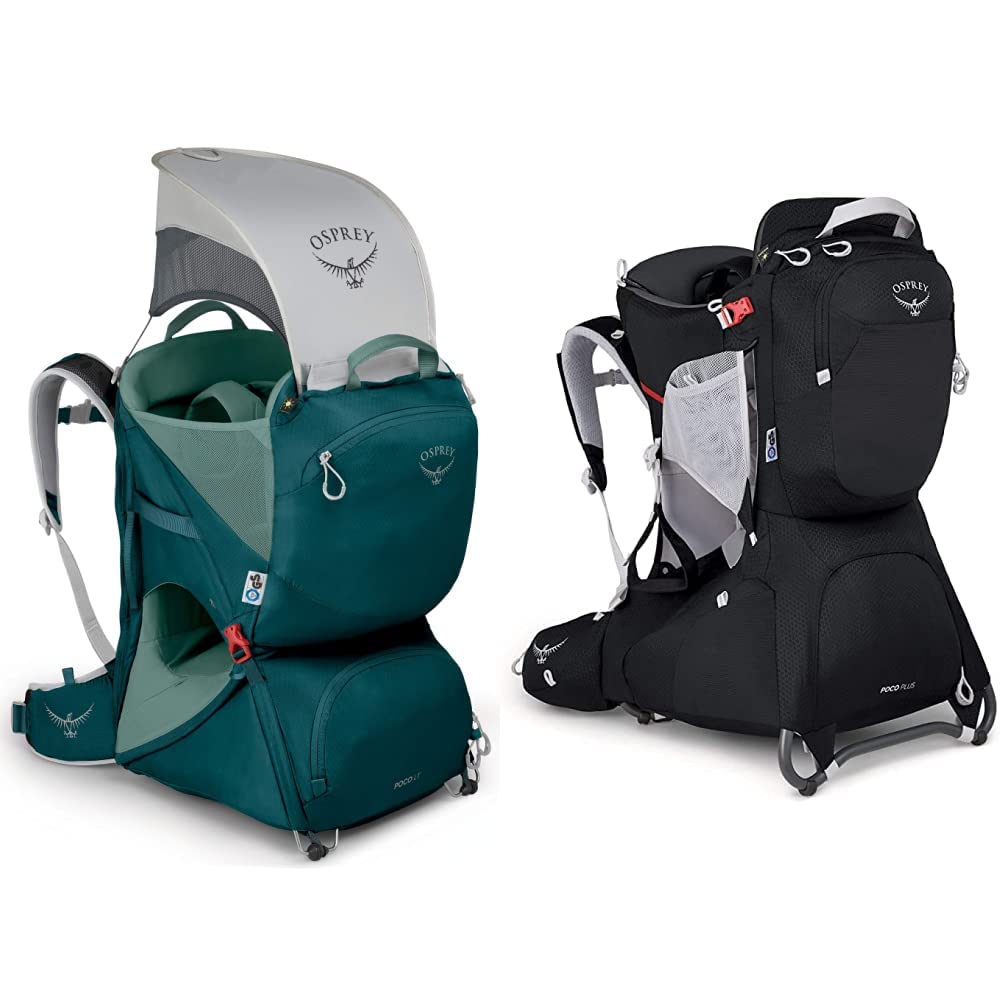 Osprey Poco LT Lightweight Child Carrier Backpack,Deep Teal & Poco Plus Child Carrier Backpack, Starry Black