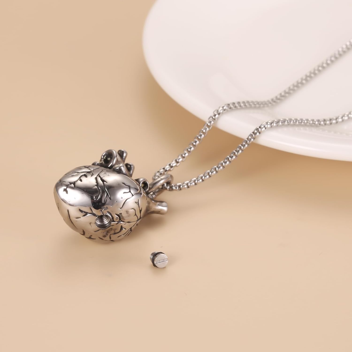Anatomical 3D Heart Cremation Jewelry For Ashes Of Loved Ones Keepsake Urn Necklace For Women Men Memorial Pendant Stainless Steel - Image 5