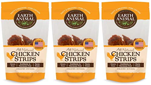 Earth Animal All Natural USA Chicken Strip Treats 8oz (3 Packages)