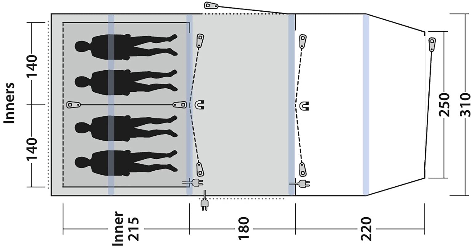 Outwell Green Parkdale 4PA Prime Air 4 Man 3 Room Inflatable Tunnel