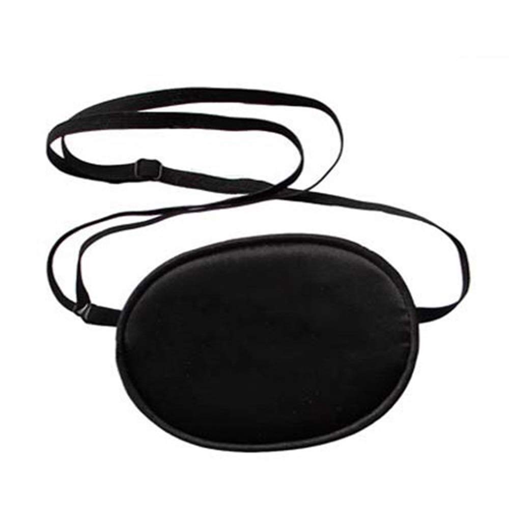 Booluee 2 Pcs Elastic Pure Mulberry Silk Eye Patch with Adjustable Buckle, Soft and Comfortable Eyepatch Single Eye Mask for Adults Amblyopia Lazy Eye (Black)