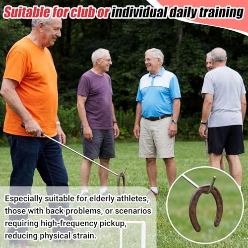 Image of Arrowbash 2 Pcs 20 Inch Horseshoe Pick-up Hook with Stainless Steel Shaft, Ergonomic Grip Horseshoe Retriever, Portable Horse Shoe Pick up Stick for Outdoor Games