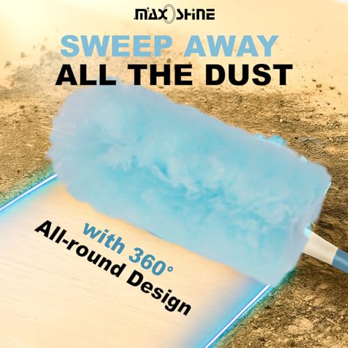 Image of Disposable Microfiber Feather Duster for Home Cleaning with 5 Refills-Multipurpose Dusting Brush with Bendable Head Ideal for Cleaning AC Vents Car Blinds Furniture Hard-to-Reach Gaps