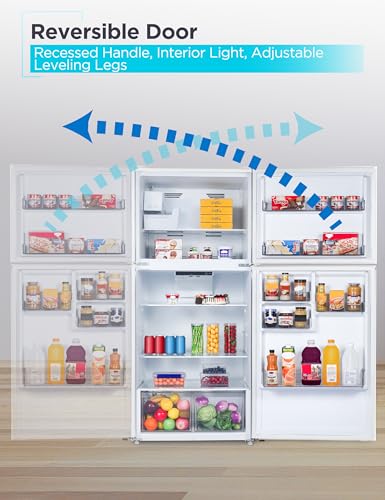 Image of BLACK+DECKER 20.1 Cu. Ft. Top Mount Refrigerator with Ice Maker, 2-Door Refrigerator with Top Freezer, Freezer with Icemaker and Adjustable Temperature Control, BR2010JIMW, White