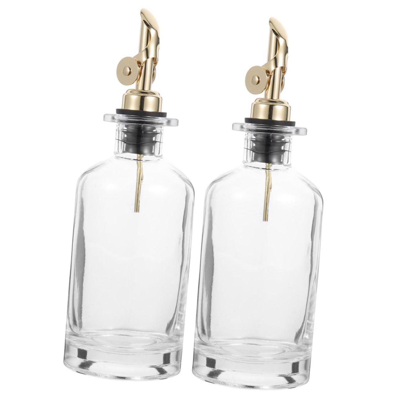 ABOOFAN 2 Pezzi Bottiglia Dispenser Olio e Aceto in Vetro 500ml, Antigoccia, per Cucina, Acciaio Inossidabile, Oro