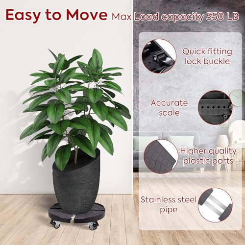 Yangbaga Plant Caddy With Wheels Heavy Duty, 550Lbs Adjustable 15.7In-22In Large Plant Stand With Dual Lockable Casters For Indoor Outdoor Large Planter thumb #5