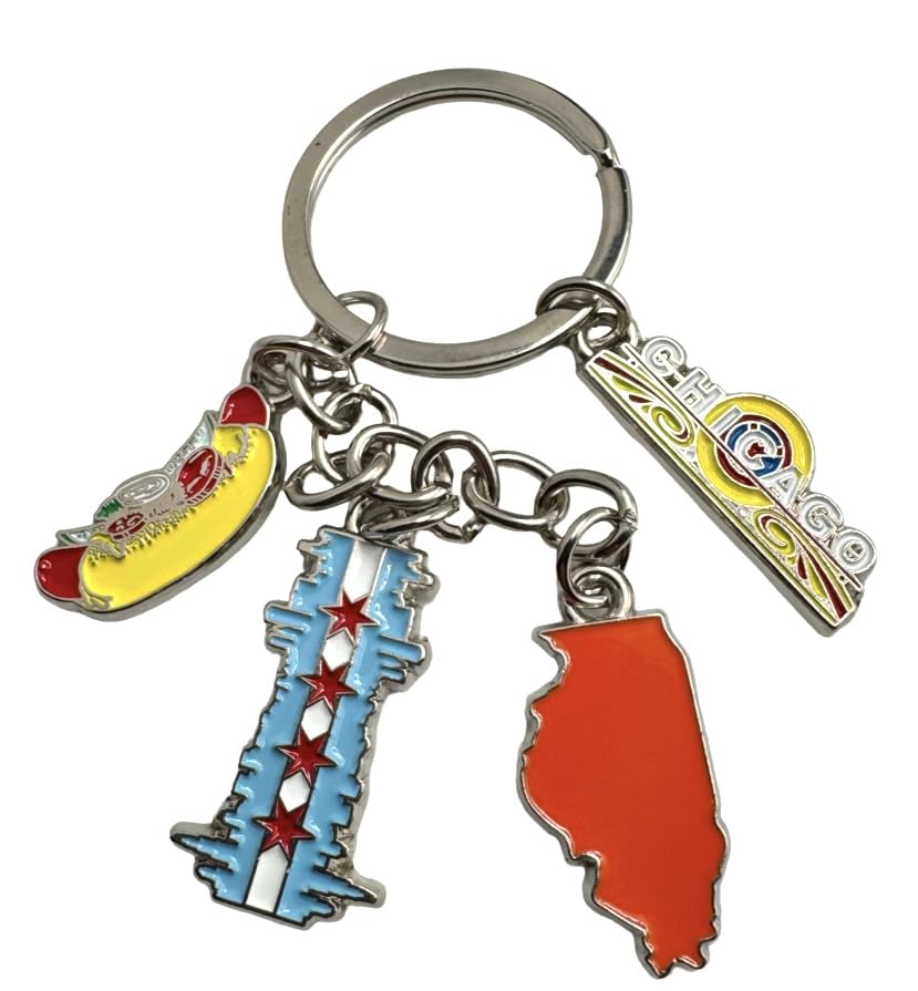 Westmon Works Chicago Keychain with Charms Metal Key Ring Souveni...