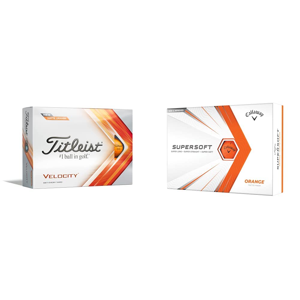 TitleistVelocity Golf Balls Matte Orange, One Size & Callaway 2021 Supersoft Golf Balls, Orange