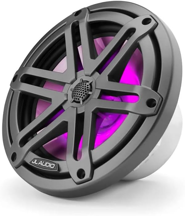 JL Audio M3 Series 7.7" Marine Coaxial Speakers w/Grey Metallic Sport Grilles w/RGB LED Lighting - M3-770X-S-Gm-i [010-03067-00]