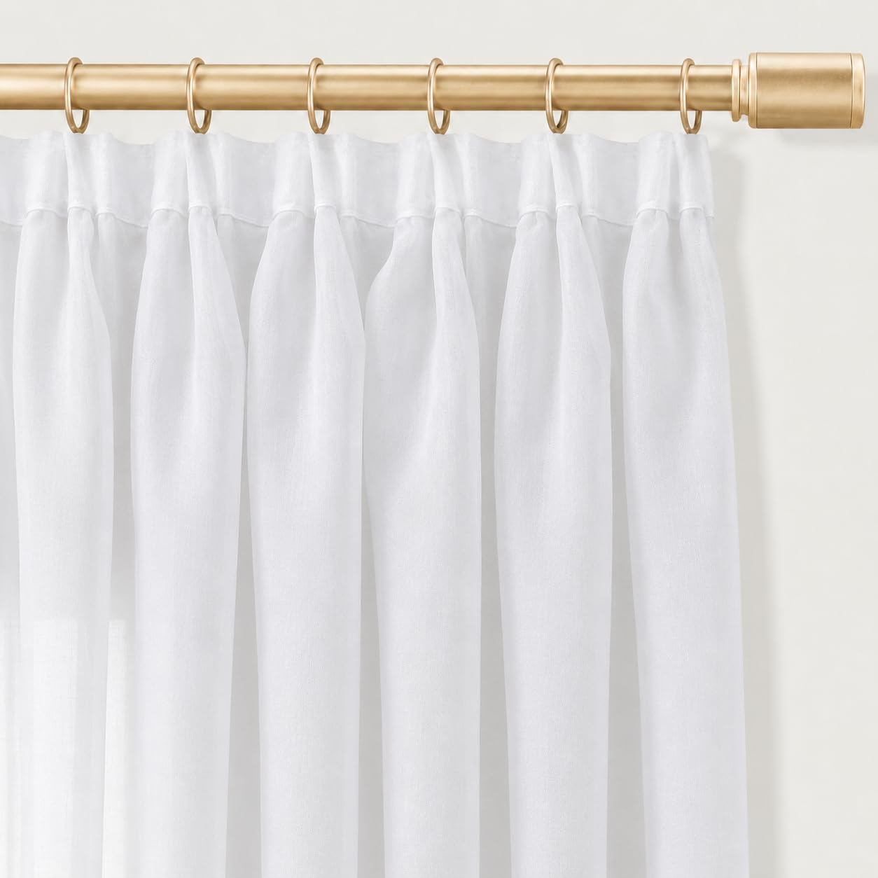 Generisch Weiße Voile-Gardine mit Kräuselband und Bleibandabschluss, Halbtransparenter Fertigstore, Lichtdurchlässiger Tüllvorhang für Wohnzimmer, Schlafzimmer und Küche (HxB 245x300 cm)