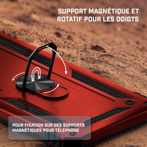 Coque Google Pixel 10 hybride rouge mat ONEFLOW avec support antichoc