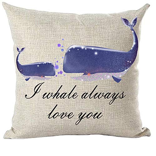 Consejos para Comprar Love Always que puedes comprar esta semana. 10 Ramirar - Funda decorativa para cojín decorativa con texto en inglés «I Whale Always Love You», diseño de ballena azul, diseño de mamá y bebé, para el hogar, sala de estar,...