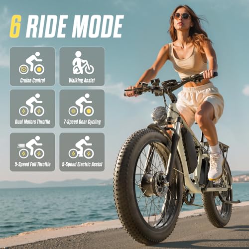 Image of 6000W Dual Motor 45MPH E-Bike Up to 100Mi 60V 24 inch Fat Tire for PU364