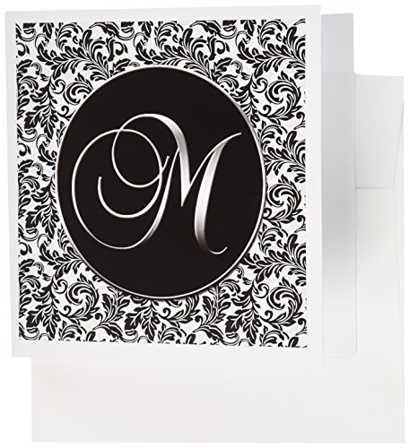 Carte de vœux motif damas lettre M pour décorer vos tables de fête