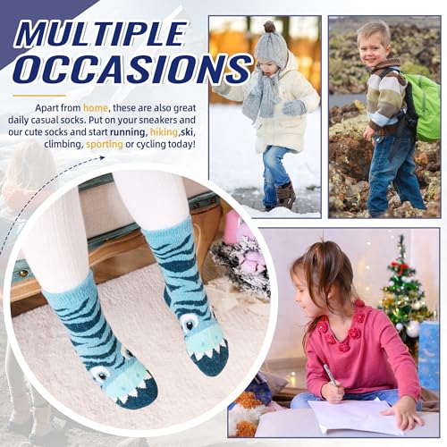 Image of Eocom Kids Wool Socks For Boys Girls Warm Hiking Thermal Winter Cozy Soft Thick Toddlers Crew Boot Socks 6 Pairs