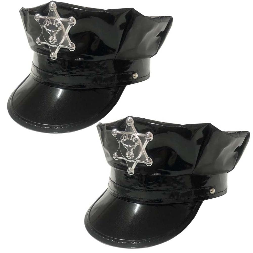 HPMAISON 2 Pieces Police Hat Outfit Accessory for Police Caps Costume Accessory Carnival Headdress Policeman Cosplay Dressing Up Police Officer Hat for Unisex Adults Halloween Hen Nights — image 1