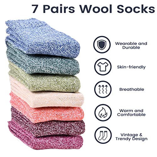 Clothirily Wool Socks, Thick Soft Wool Socks for Women, Vintage Warm Womens Sock, Winter Warm Boot Sock for Women Men3