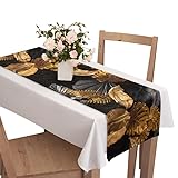 Voppi Tischläufer exotisches Muster 110cm Deko Tischdecke große Blätter Monstery Gemüse für Esstisch Wohnzimmer Restaurant