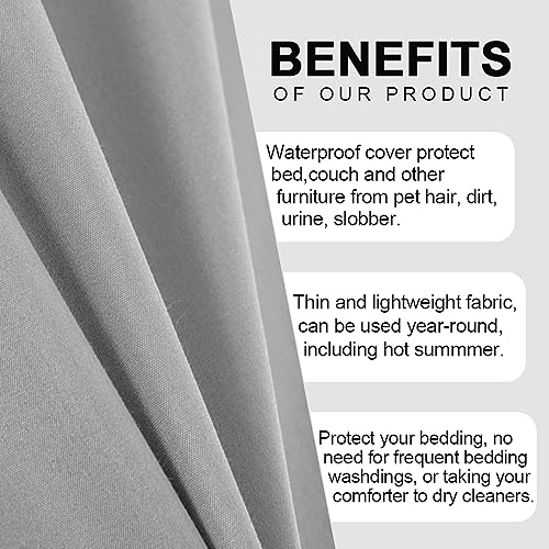DUJUIKE 100% wasserdichte Schutzdecke oder Liner für Bett, Matratzenschoner für das Bett, Wiederverwendbare Unterlage, Bettlakenschutz (Grau, Queen 200 * 230 cm)