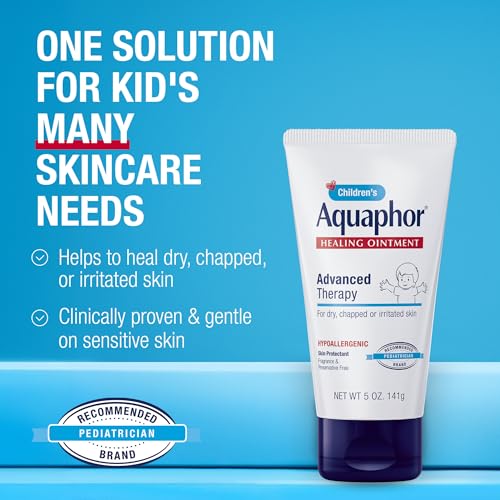 Aquaphor Children\'s Advanced Therapy Healing Ointment, 41% Petrolatum Skin Protectant Ointment for Minor Wound Care, Chapped or Cracked Skin and Lips, 5 Oz Tube