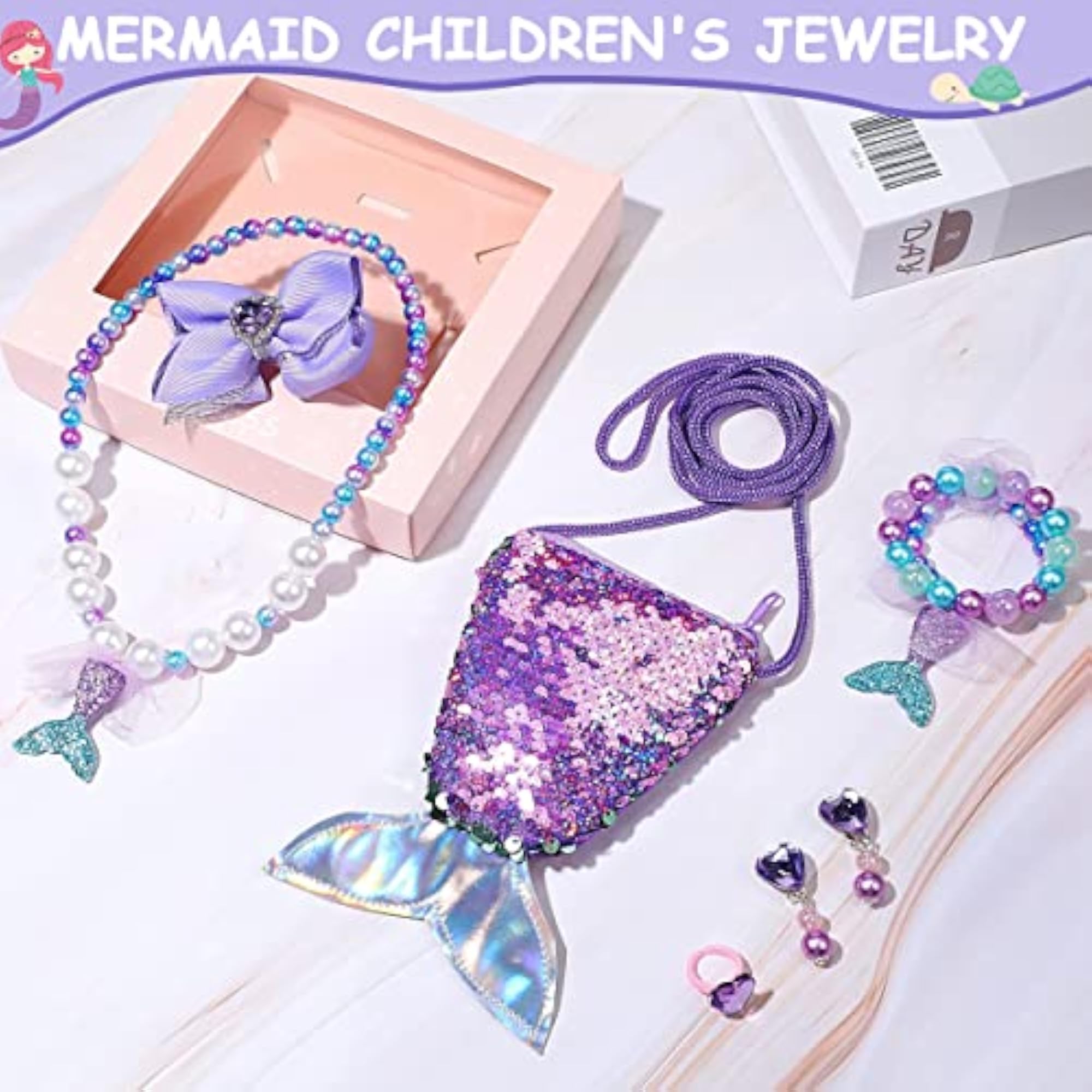Mermaid Jewellery Set, Necklace Bracelet Ring Earrings