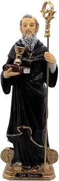 Saint Benedict | Patron Saint of Students and Europe | Christian Home Decoration | 8" Tall | Great Catholic Gift for Baptism, First Holy Communion, Confirmation, Graduation and Housewarming