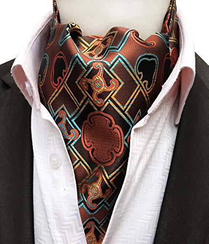 MENDENG Men Purple Paisley Jacquard Woven Silk Cravat Necktie Scarf Formal Ascot