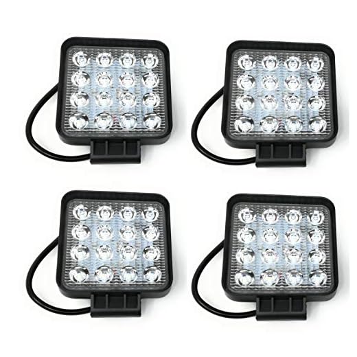Tempo di Saldi® Fyrkantig arbetslampa 16 LED djup stråle 48 W för fordon och båtar 4 delar