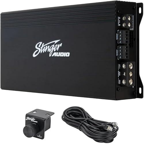 STINGER Audio MT-1000.5 1200 Watt RMS 5-Channel Car Audio Amplifier, Class D, Hexfet Mosfet, Crossover High-Pass/Low-Pass Filter, Subsonic Filter, Remote Subwoofer Bass Knob, Bass Boost Q