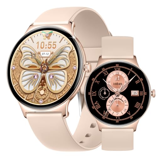 JUSUTEK 2025 人気 スマートウォッチ通話機能付き ,高級超薄腕時計,Bluetooth5.3,1.43インチAMOLED大画面,女性機能,センサ機能,smart watch,300+文字盤選択、DIY文字盤,音楽コントロール,音楽再生,男女兼用