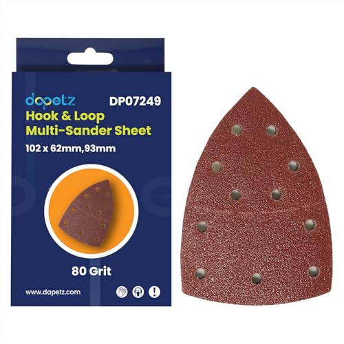 Dapetz® - 10 fogli abrasivi per mouse, grana 80, per levigatrice multilevigatrice Bosch PSM 100A, PSM 200 AES, PSM 18 e tutti gli utensili oscillanti