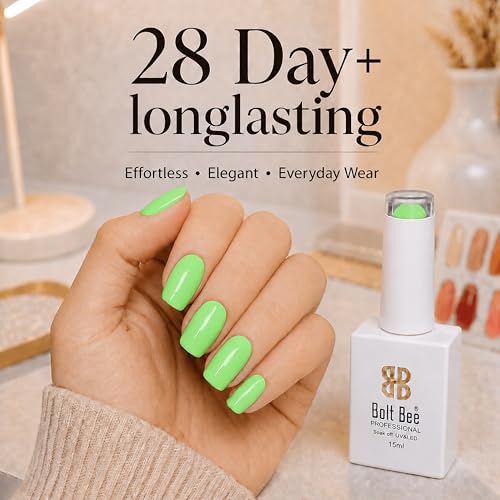 Image of Bolt Bee Glow Green Color Gel Nail Polish Soak Off UV Gel DIY at Home 15ML Manicure Salon Nail Art