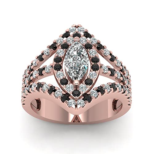Image of Choose Your Gemstone Royal Empress Ring rose gold plated Marquise Shape Halo Engagement Rings Affordable for your Girlfriend, Wife, Partner Wedding US Size 4 to 12