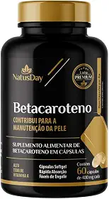 Betacaroteno (60 Cápsulas) - Natusday Premium - Auxilia na prevenção do envelhecimento da pele, auxilia no fortalecimento do sistema imune