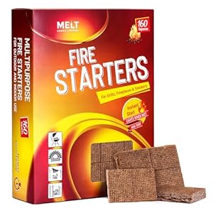 Fire Starter Squares, 160 pcs – Fire Starters for Campfires, Grill, Outdoor Fire Pit, Fireplace, BBQ – Fire Starter Kit, Water Resistant & Odorless – Camping Accessories