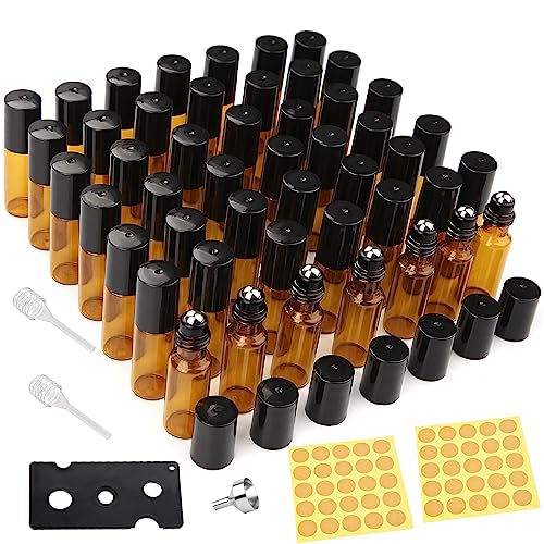 DKBT Roll On Aceites Esenciales 5ml 48pcs Marrón Botellas Rollon...