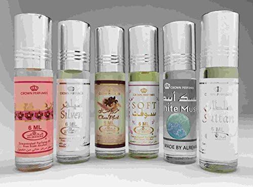 6 (Six) Al-Rehab 6ml Perfume Oils Best Sellers Set # 12: Man U, No. 1, Al Nourus for Men, Fantastic, Lubna and Space