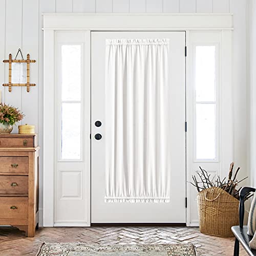 Vangao French Door Curtain Privacy Protect Glass Door Curtain Panel White Curtain 72 Inch Length for Front Door with Tieback One Panel