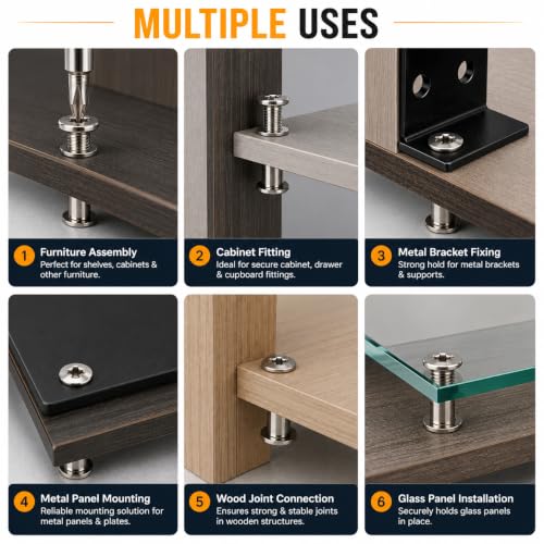 Image of By VP INDUSTRIES (Combo -20 Pcs) M6x35 mm JCB Phillips Head Screw with Sleeve Nut | Nickel Plated, Male-Female Connector for Woodworking, Electrical Fittings, DIY Projects & Industrial Applications