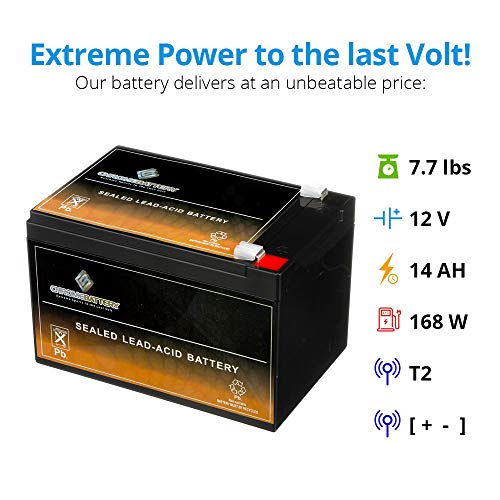 12V 14Ah Sealed Lead Acid (Sla) Battery - T2 Terminals - For Zb-12-14 - 2Pk #TOP2
