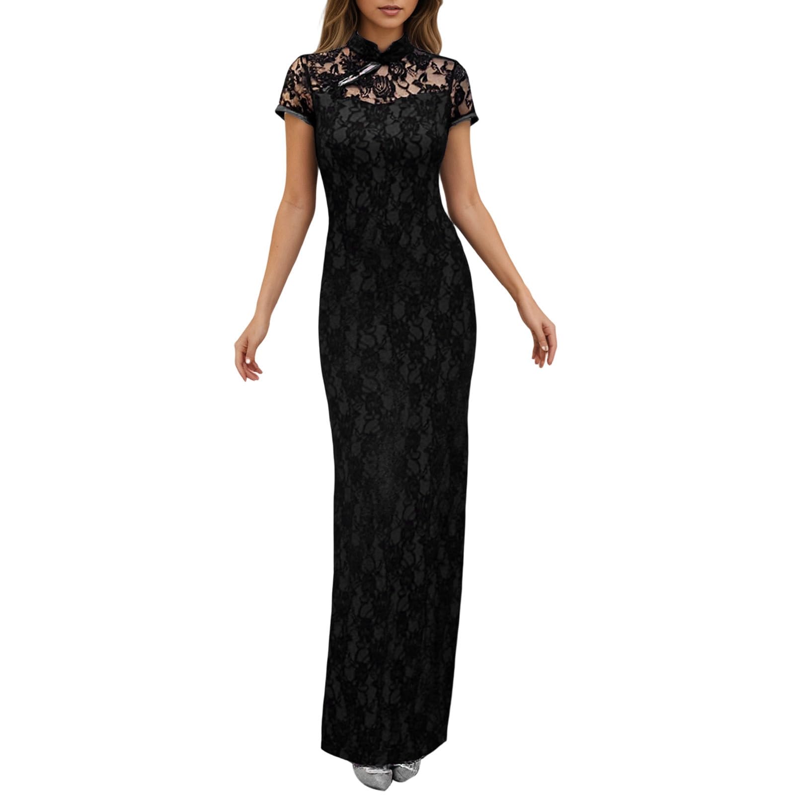 Vestido De Encaje para mujer largo modificado elegante 8