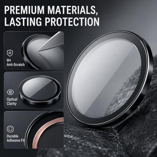 Image of Car Camera Lens Protector Cover, 2 Pack 9H Acrylic Guard with 3M Adhesive, Waterproof Anti Scratch Anti Fog Ring for Reverse Side 360 Parking Cameras