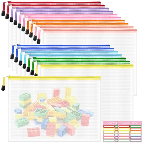 Image of 18pcs Mesh Zipper Pouch Bags, A4 Letter Size, 9 Colors Zipper Pouches for Organizing, File Storage Bags, Travel, School Office Organize