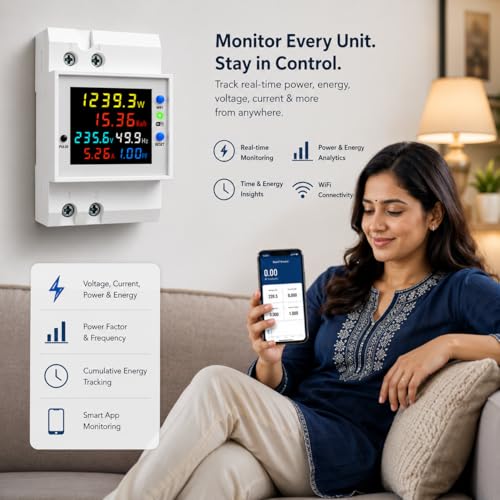 Image of Blackt Electrotech BT710FM Multifunctional Digital Energy Meter - 6-in-1 AC Voltage, Current, Power & Energy Monitor with Built-In CT, 40-300V, 100A (With WIFI)
