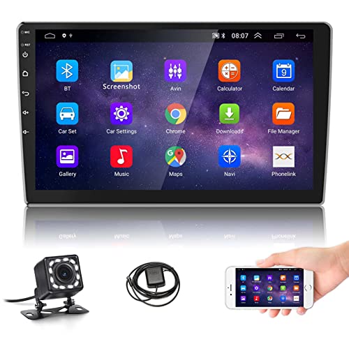 10 inch Android Car Stereo Double Din Bluetooth GPS Navigation Car Stereo Radio with Backup Camera FM/RDS Radio Two USB,HD Touch Screen Car Stereo Support WiFi Mirror Link Steering Wheel Control