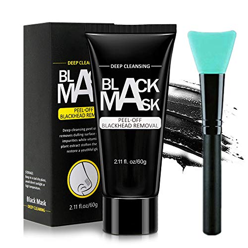 Blackhead Mask,Blackhead Remover Mask Activated Charcoal Peel Off Black Mask Charcoal Mask, Charcoal Face Mask for All Skin Types Deep Cleansing Pore & Acne with Brush by Sageme (2.11oz/60g)