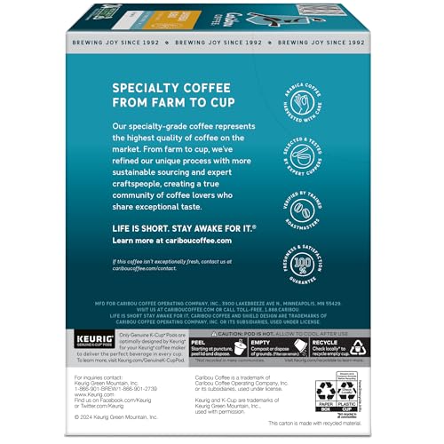 Image of Caribou Coffee Daybreak Blend Keurig Single-Serve K-Cup Pods, Light Roast, 24 Pods Per Pack, Case Of 4 Packs