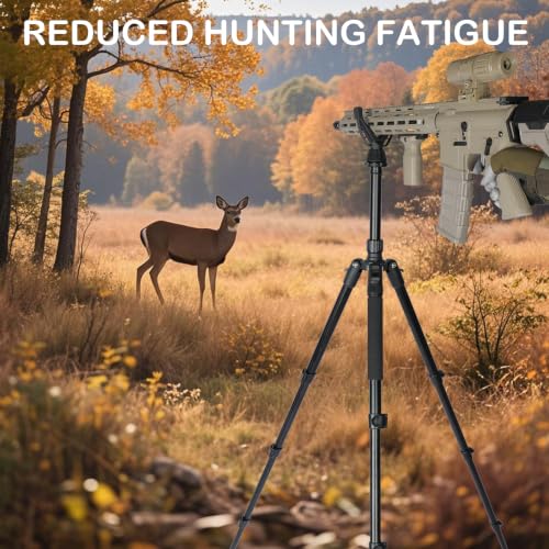 Image of Adjustable Shooting Tripod for Rifles Shooting Stick Level-Lock 3-in-1 Tripod Monopod Bipod, 22.8″-61″ Height, Lightweight Aluminum Alloy with Carrying Bag, Stable Rifle Rest for Hunting & Outdoor