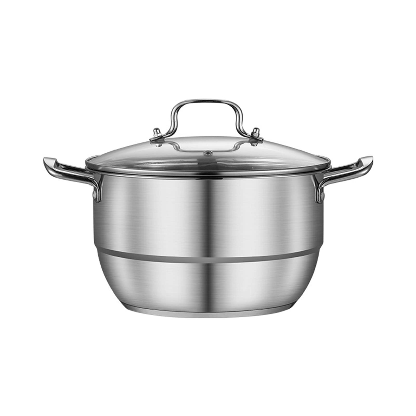 Pentola per cottura a vapore, pentola per zuppa con fetta per cottura a vapore, pentola per cottura a vapore per Uso domestico (Argento 22 cm)